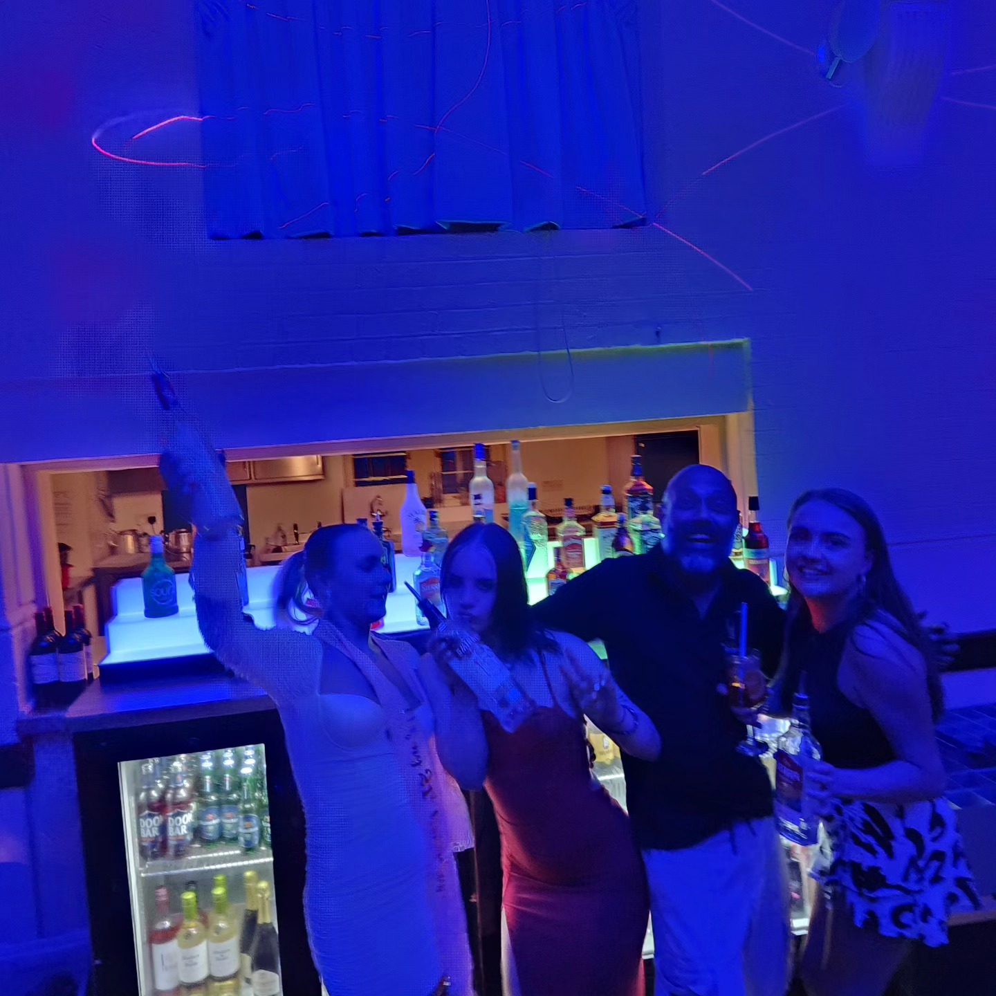 Mobile bar with blue lighting at a Shoreditch venue