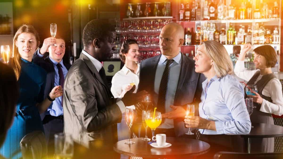 Celebration at a bar with friends, featuring a mobile bar setup in London and Berkshire.